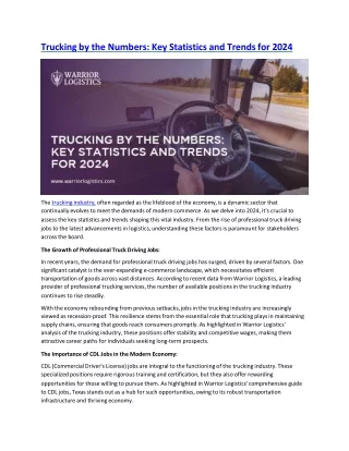trucking by the numbers key statistics and trends
