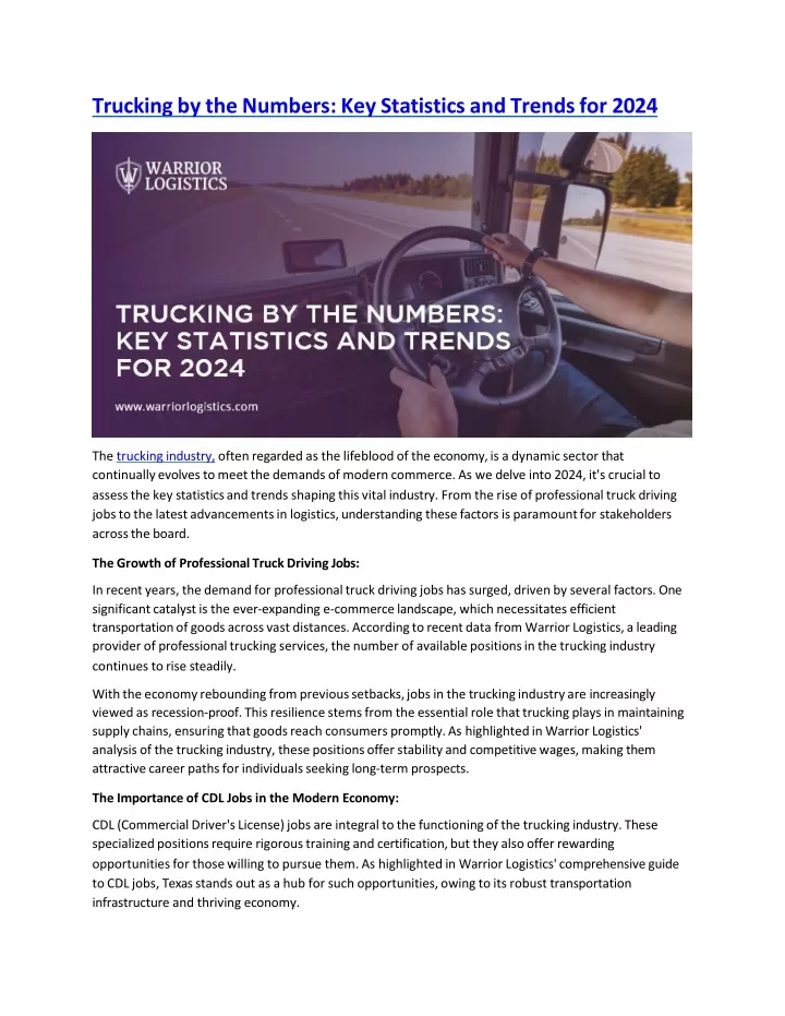 trucking by the numbers key statistics and trends