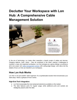 Declutter Your Workspace with Lon Hub_ A Comprehensive Cable Management Solution