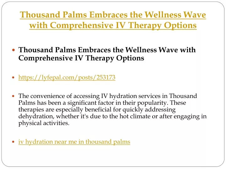 thousand palms embraces the wellness wave with comprehensive iv therapy options