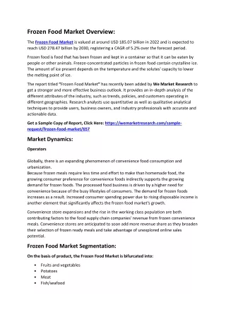 frozen food market overview