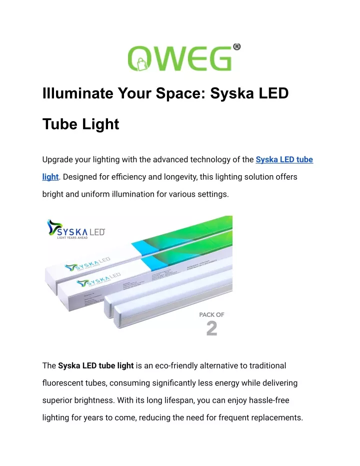 illuminate your space syska led
