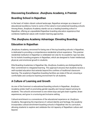 discovering excellence jhunjhunu academy a premier