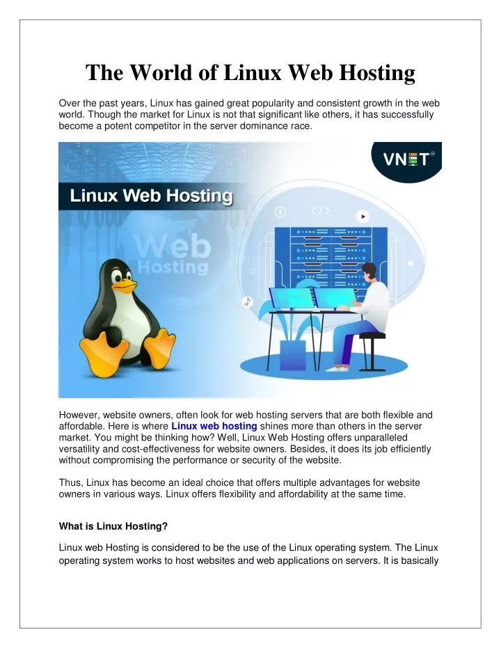 the world of linux web hosting