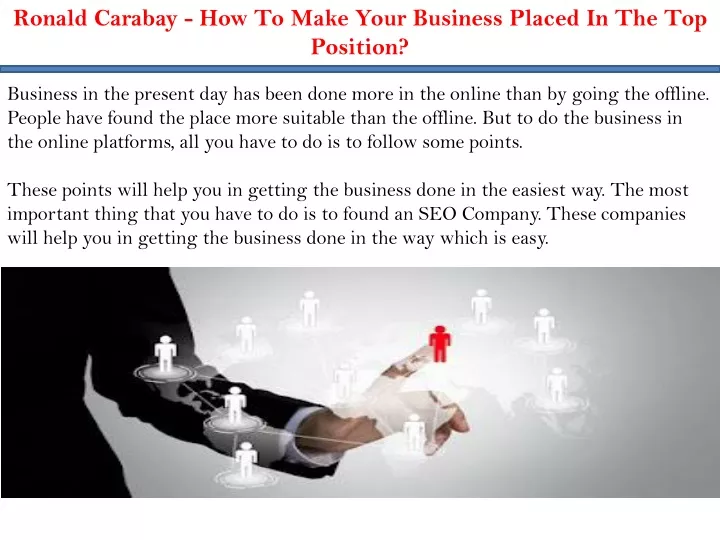 ronald carabay how to make your business placed