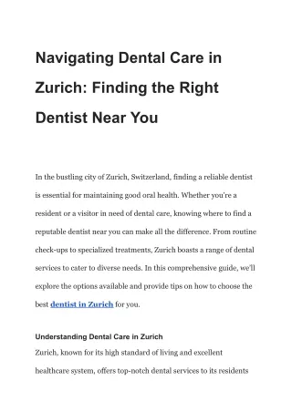 Navigating Dental Care in Zurich_ Finding the Right Dentist Near You