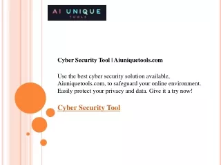 Cyber Security Tool  Aiuniquetools.com