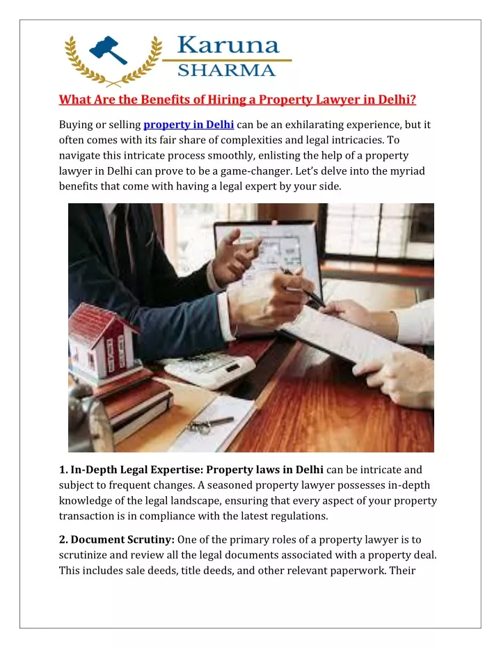 what are the benefits of hiring a property lawyer