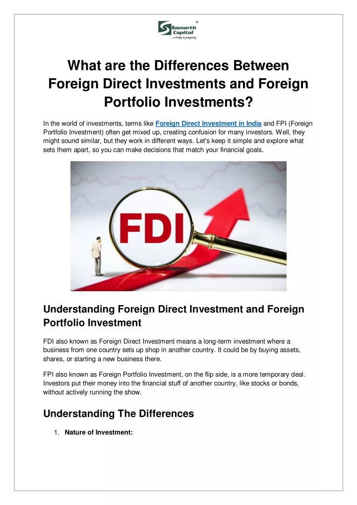 what are the differences between foreign direct