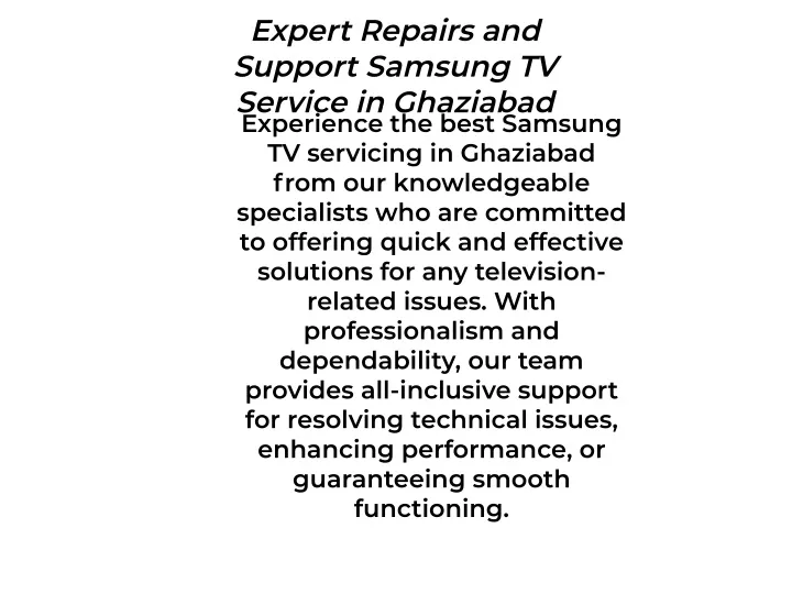 expert repairs and support samsung tv service