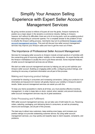 Simplify Your Amazon Selling Experience with Expert Seller Account Management Services - Google Docs