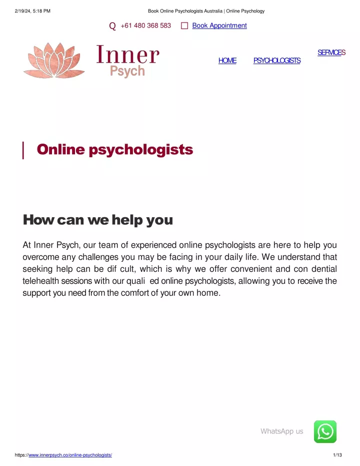 book online psychologists australia online
