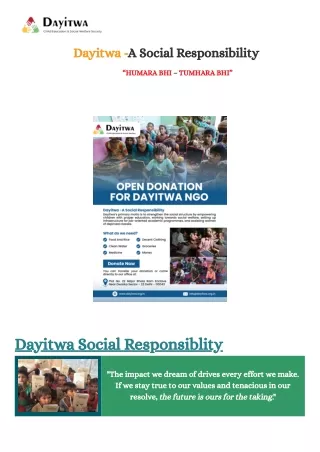 Dayitwa - A Social Responsibility “HUMARA BHI – TUMHARA BHI”