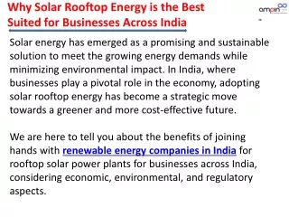 Why Solar Rooftop Energy is the Best Suited for Businesses Across India