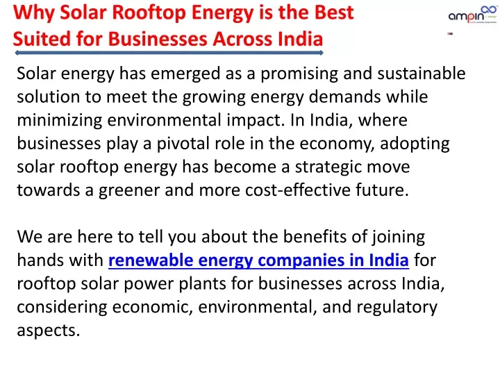 why solar rooftop energy is the best suited