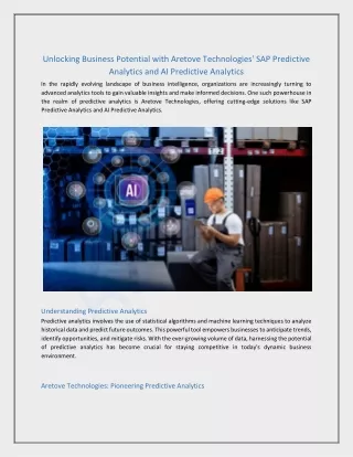 Unlocking Business Potential with Aretove Technologies' SAP Predictive Analytics