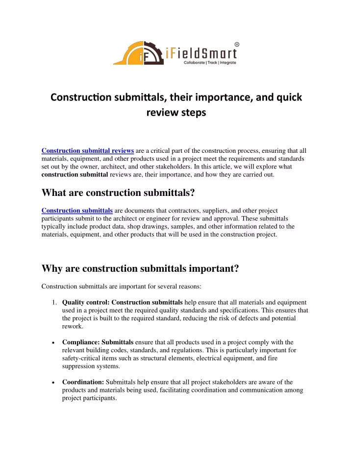 construction submittals their importance
