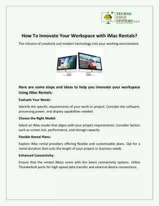 how to innovate your workspace with imac rentals