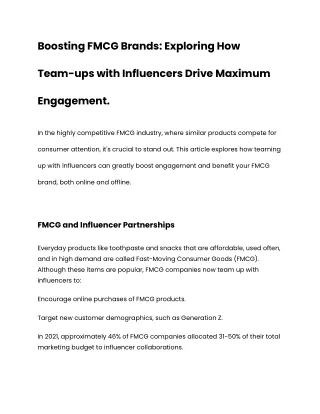 Boosting FMCG Brands_ Exploring How Team-ups with Influencers Drive Maximum Engagement.