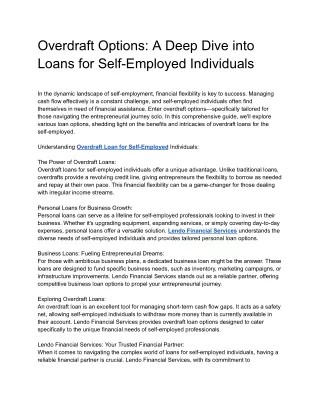overdraft options a deep dive into loans for self