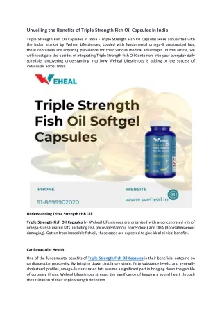 Unveiling the Benefits of Triple Strength Fish Oil Capsules in India
