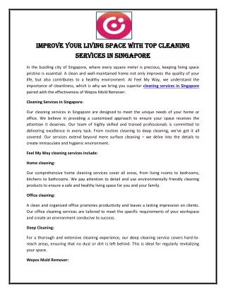 Improve Your Living Space with Top Cleaning Services in Singapore