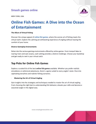 Online Fish Games: A Dive into the Ocean of Entertainment