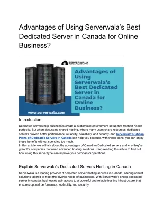 Advantages of Using Serverwala’s Best Dedicated Server in Canada for Online Business_ (2)