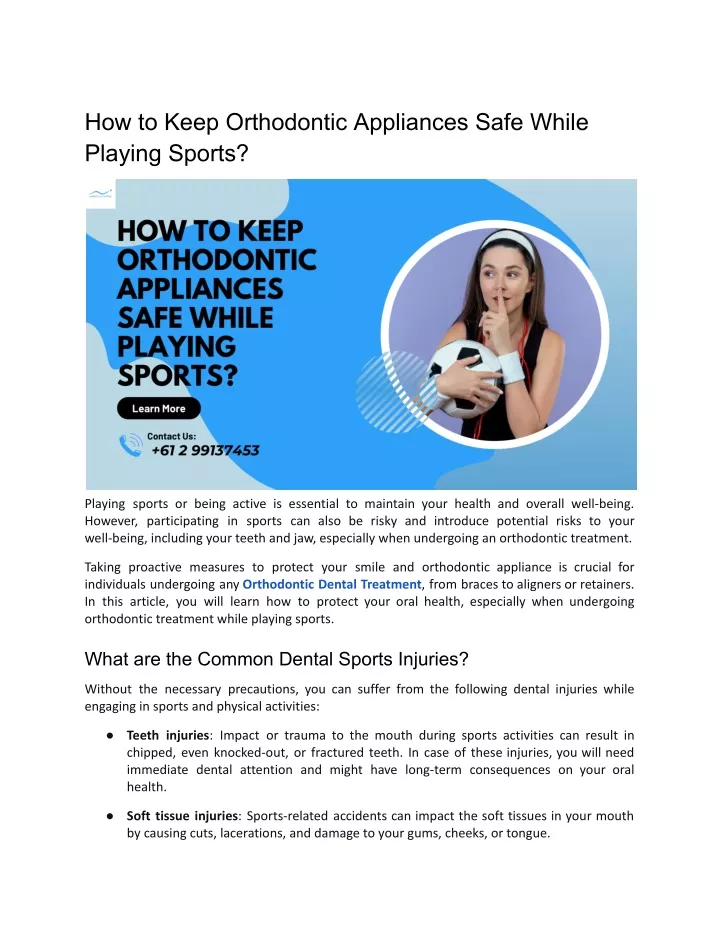 how to keep orthodontic appliances safe while