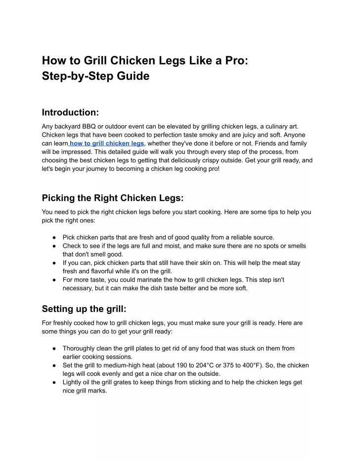 how to grill chicken legs like a pro step by step