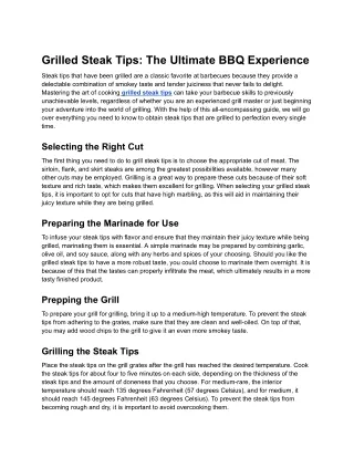 grilled steak tips the ultimate bbq experience