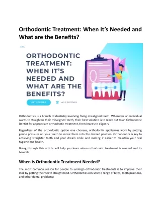 Orthodontic Treatment: When It’s Needed and What are the Benefits?