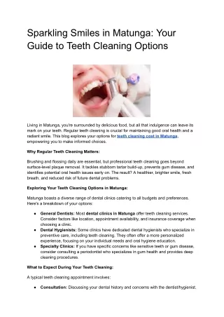 Sparkling Smiles in Matunga_ Your Guide to Teeth Cleaning Options