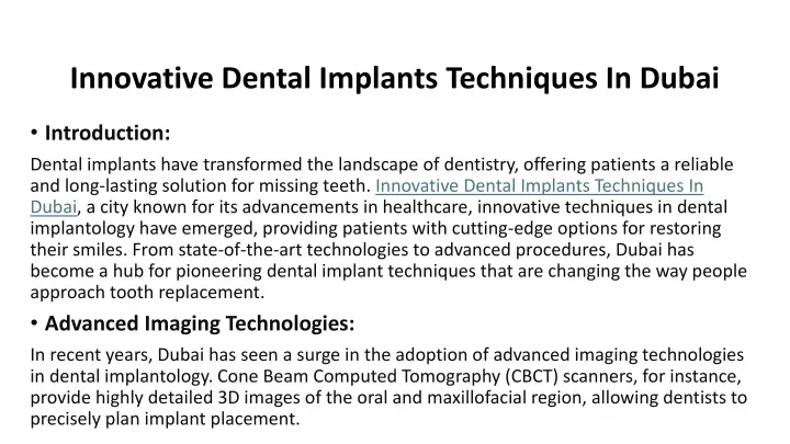 innovative dental implants techniques in dubai