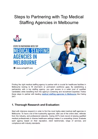 Engaging Effectively with Top Medical Staffing Agencies in Melbourne