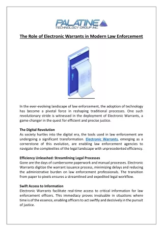 The Role of Electronic Warrants in Modern Law Enforcement