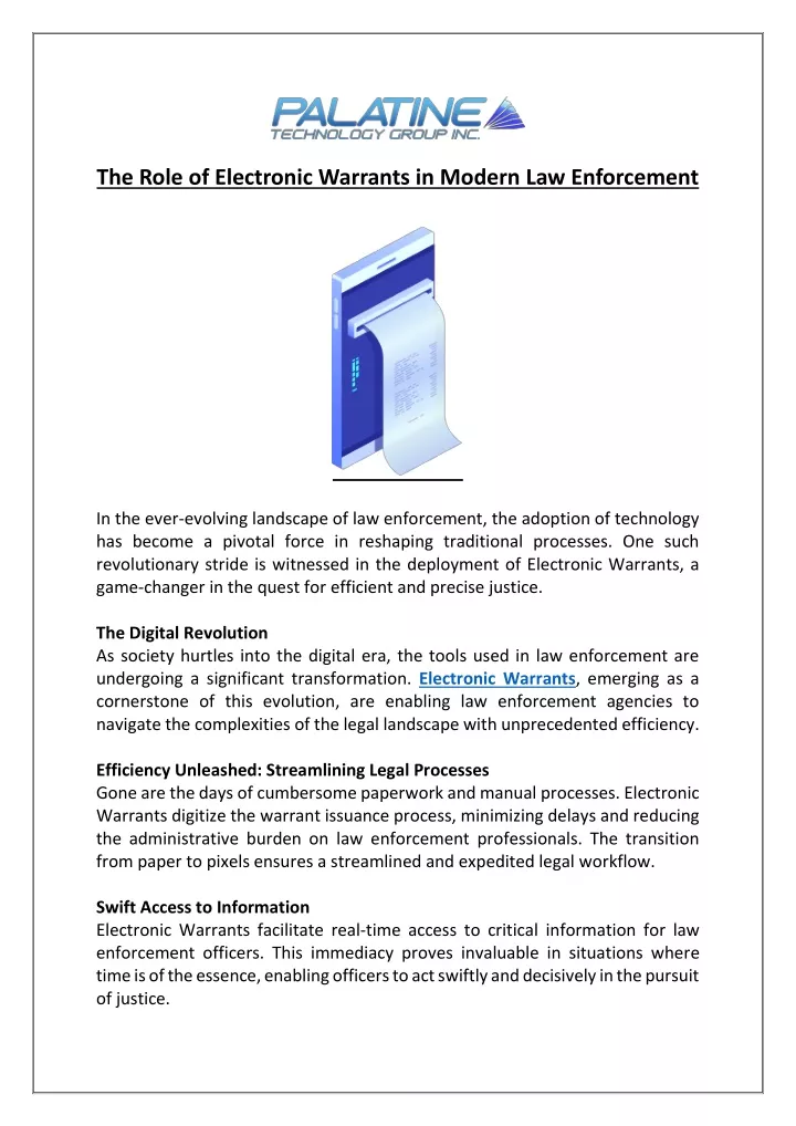 the role of electronic warrants in modern