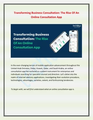 Transforming Business Consultation The Rise Of An Online Consultation App