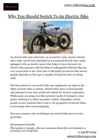 Why You Should Switch To An Electric Bike
