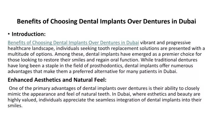 benefits of choosing dental implants over dentures in dubai