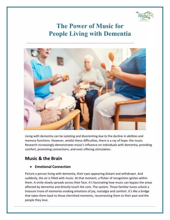 the power of music for people living with dementia