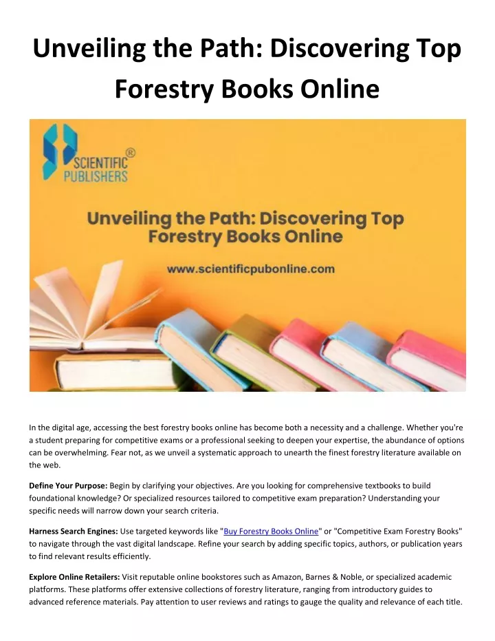 unveiling the path discovering top forestry books