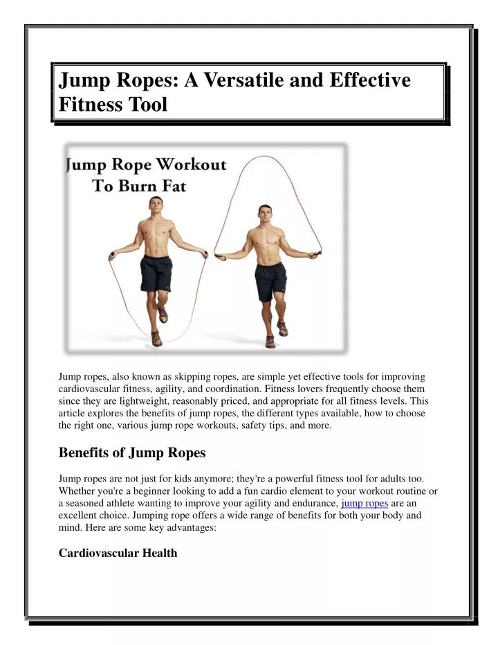 jump ropes a versatile and effective fitness tool