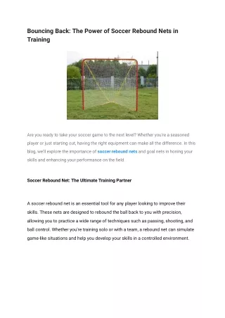 Bouncing Back_ The Power of Soccer Rebound Nets in Training