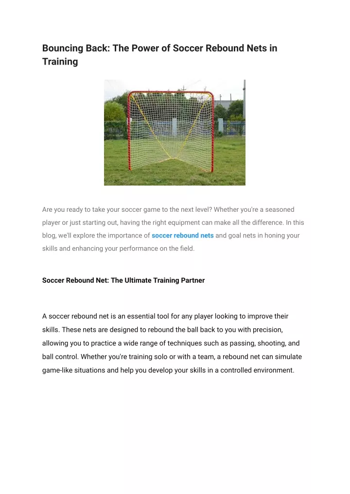 bouncing back the power of soccer rebound nets