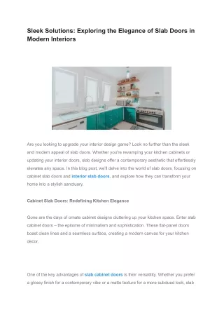 Sleek Solutions_ Exploring the Elegance of Slab Doors in Modern Interiors