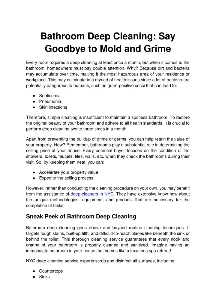 bathroom deep cleaning say goodbye to mold