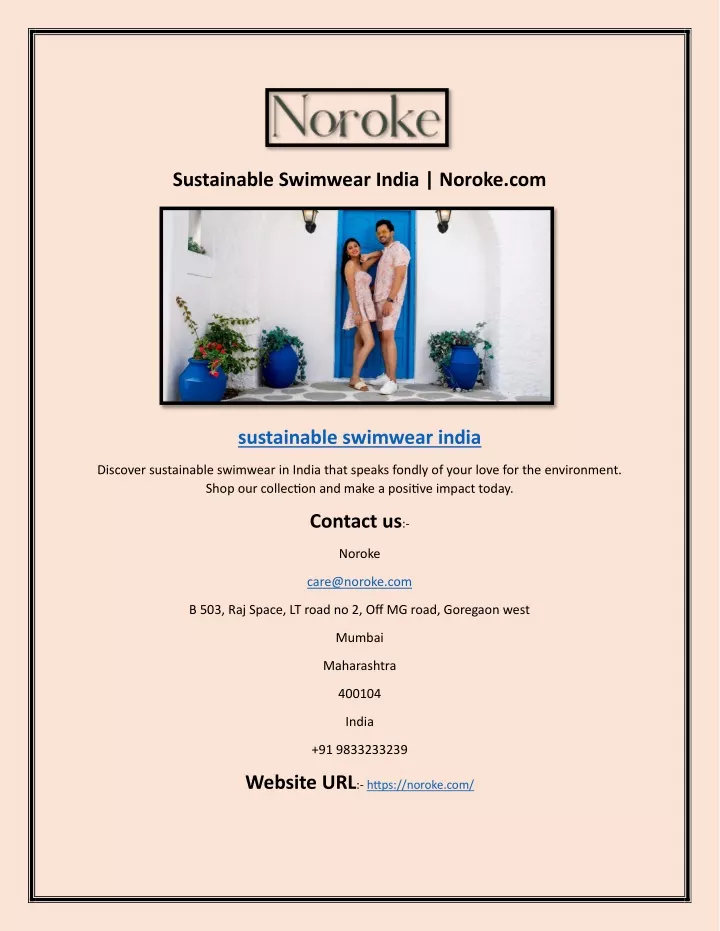 sustainable swimwear india noroke com