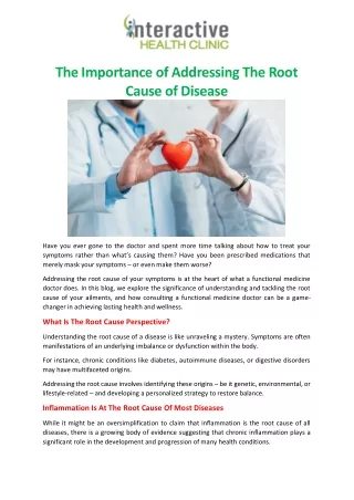The Importance of Addressing The Root Cause of Disease
