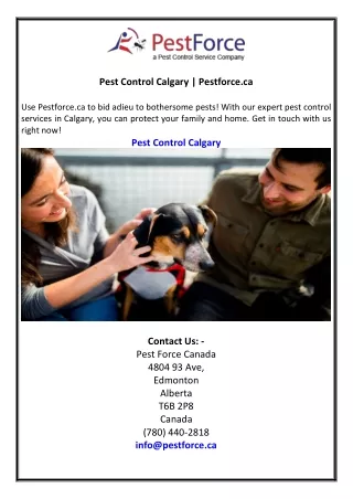 Pest Control Calgary Pestforce.ca